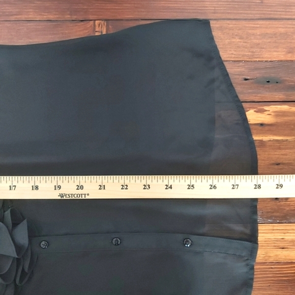 Esprit blouse womens L black sheer ruffle front high collar - Picture 5 of 7